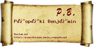Püspöki Benjámin névjegykártya